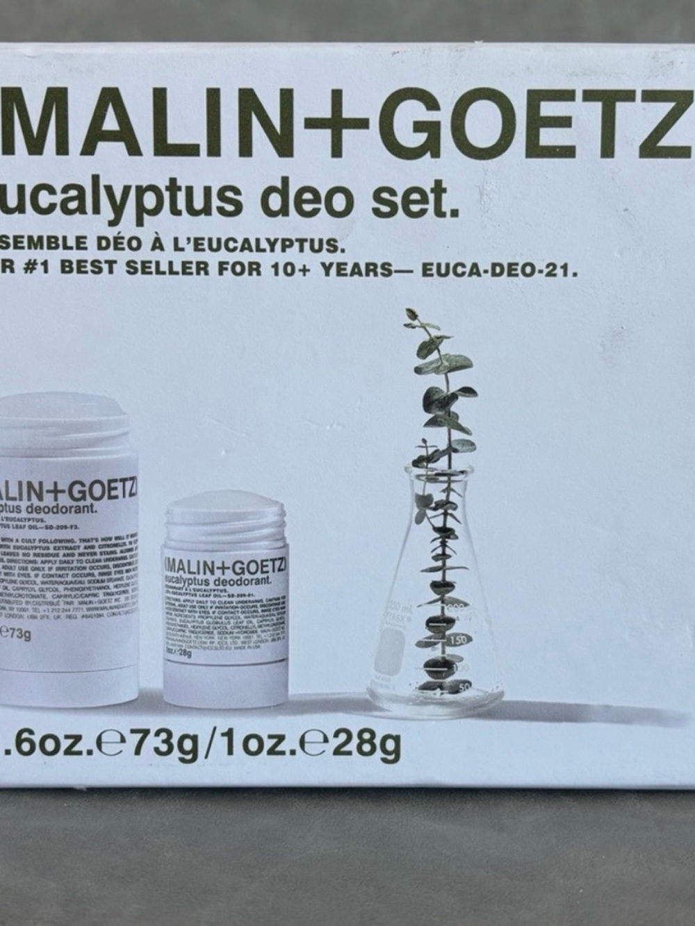 MALIN+GOETZ Eucalyptus Deodorant Set Duo 2.6 oz + 1 oz Travel Size NEW - Picture 2 of 2